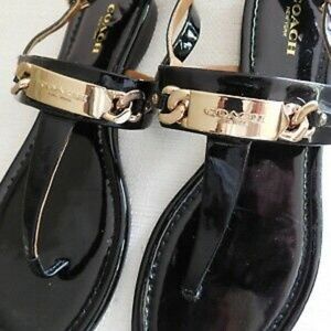Coach caterine sandals black gold size 9b